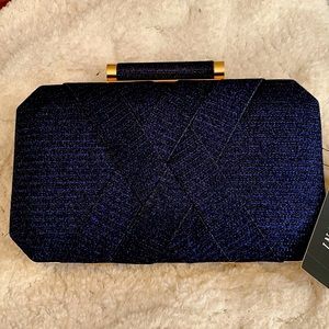 INC  Navy Blue Evening Bag with gold accents NWT…